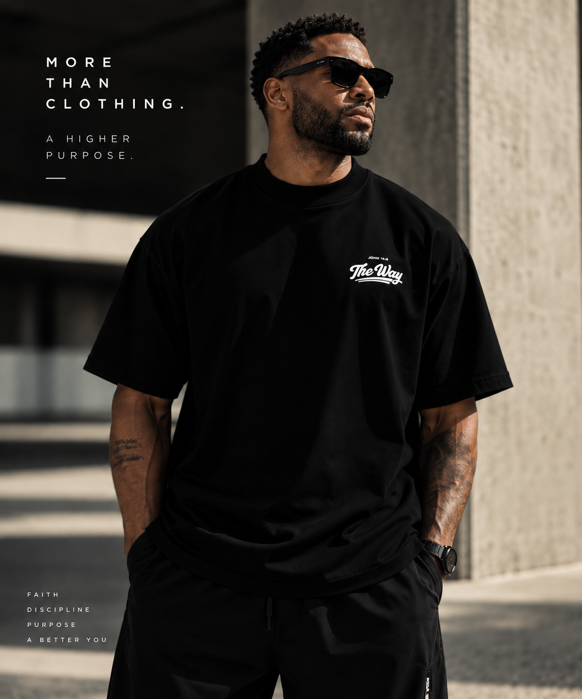 John 14:6 "I AM The Way" Unisex Premium Active Black Oversized Tee